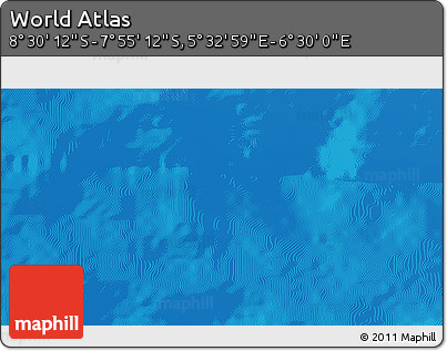 Shaded Relief 3D Map of the Area around 8° 12' 42" S, 6° 1' 30" E