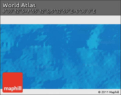 Shaded Relief 3D Map of the Area around 8° 12' 42" S, 6° 1' 30" E
