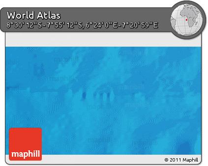 Shaded Relief 3D Map of the Area around 8° 12' 42" S, 6° 52' 30" E