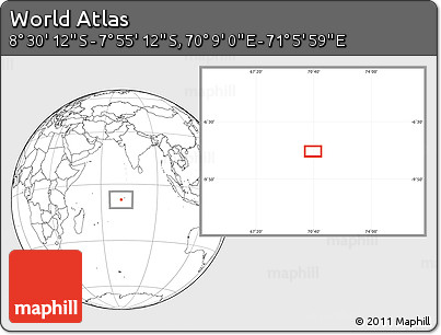Blank Location Map of the Area around 8° 12' 42" S, 70° 37' 30" E