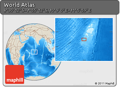 Shaded Relief Location Map of the Area around 8° 12' 42" S, 70° 37' 30" E
