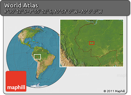 Satellite Location Map of the Area around 8° 12' 42" S, 70° 28' 29" W