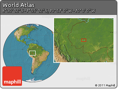 Satellite Location Map of the Area around 8° 12' 42" S, 70° 28' 29" W