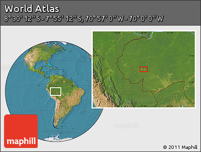 Satellite Location Map of the Area around 8° 12' 42" S, 70° 28' 29" W
