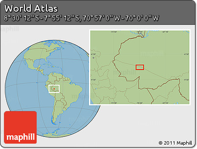 Savanna Style Location Map of the Area around 8° 12' 42" S, 70° 28' 29" W
