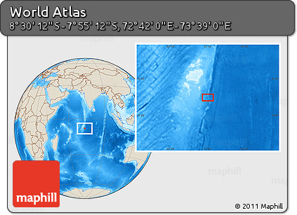 Shaded Relief Location Map of the Area around 8° 12' 42" S, 73° 10' 30" E