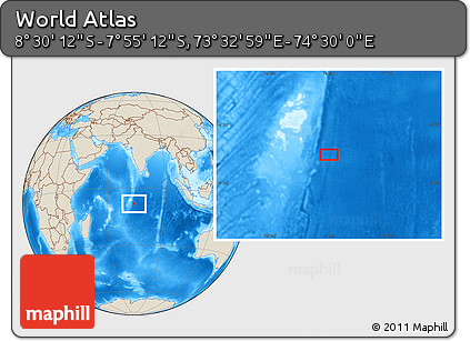 Shaded Relief Location Map of the Area around 8° 12' 42" S, 74° 1' 30" E