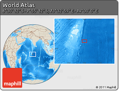 Shaded Relief Location Map of the Area around 8° 12' 42" S, 74° 1' 30" E