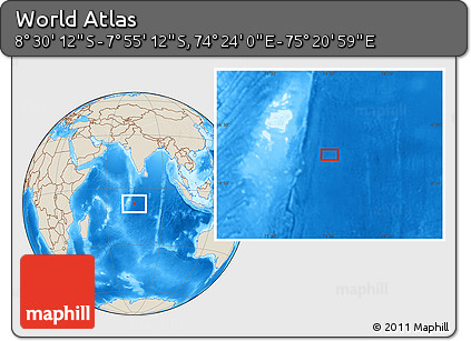 Shaded Relief Location Map of the Area around 8° 12' 42" S, 74° 52' 30" E