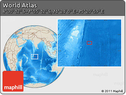 Shaded Relief Location Map of the Area around 8° 12' 42" S, 74° 52' 30" E