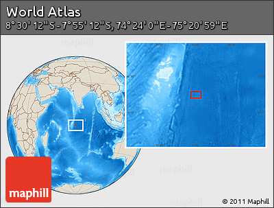 Shaded Relief Location Map of the Area around 8° 12' 42" S, 74° 52' 30" E