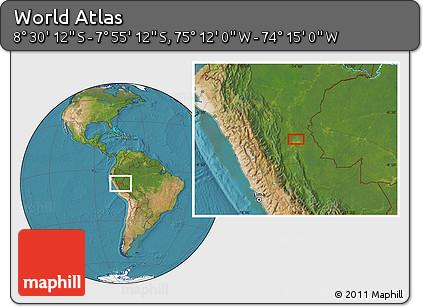 Satellite Location Map of the Area around 8° 12' 42" S, 74° 43' 29" W
