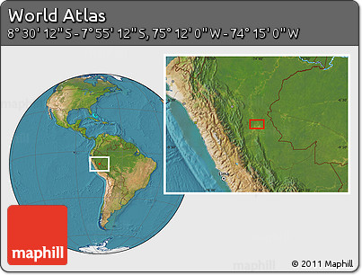 Satellite Location Map of the Area around 8° 12' 42" S, 74° 43' 29" W