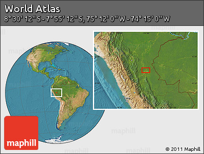 Satellite Location Map of the Area around 8° 12' 42" S, 74° 43' 29" W