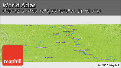 Physical Panoramic Map of the Area around 8° 12' 42" S, 74° 43' 29" W