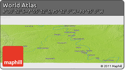 Physical Panoramic Map of the Area around 8° 12' 42" S, 74° 43' 29" W