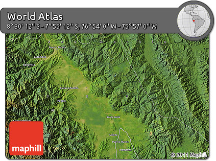 Satellite Map of the Area around 8° 12' 42" S, 76° 25' 30" W