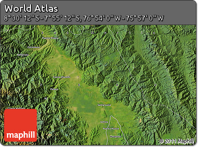 Satellite Map of the Area around 8° 12' 42" S, 76° 25' 30" W