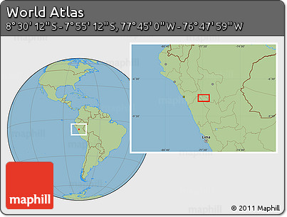 Savanna Style Location Map of the Area around 8° 12' 42" S, 77° 16' 30" W