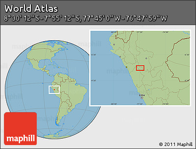 Savanna Style Location Map of the Area around 8° 12' 42" S, 77° 16' 30" W