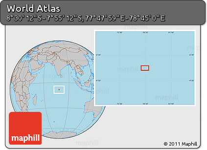 Gray Location Map of the Area around 8° 12' 42" S, 78° 16' 30" E