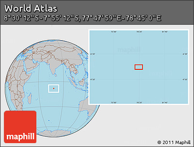 Gray Location Map of the Area around 8° 12' 42" S, 78° 16' 30" E