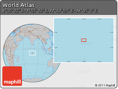 Gray Location Map of the Area around 8° 12' 42" S, 78° 16' 30" E