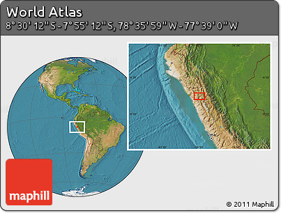 Satellite Location Map of the Area around 8° 12' 42" S, 78° 7' 30" W