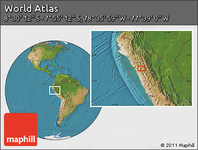 Satellite Location Map of the Area around 8° 12' 42" S, 78° 7' 30" W