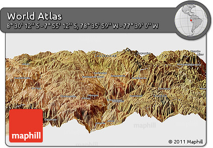 Satellite Panoramic Map of the Area around 8° 12' 42" S, 78° 7' 30" W