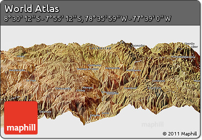 Satellite Panoramic Map of the Area around 8° 12' 42" S, 78° 7' 30" W