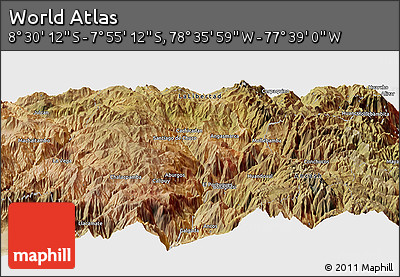 Satellite Panoramic Map of the Area around 8° 12' 42" S, 78° 7' 30" W