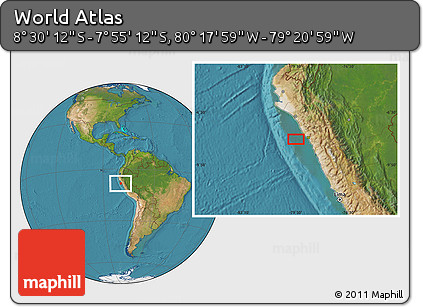 Satellite Location Map of the Area around 8° 12' 42" S, 79° 49' 29" W
