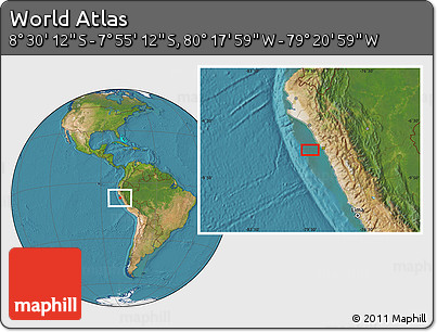 Satellite Location Map of the Area around 8° 12' 42" S, 79° 49' 29" W