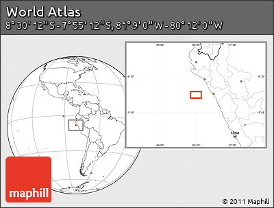 Blank Location Map of the Area around 8° 12' 42" S, 80° 40' 30" W