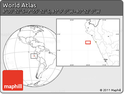 Blank Location Map of the Area around 8° 12' 42" S, 80° 40' 30" W