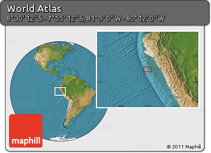 Satellite Location Map of the Area around 8° 12' 42" S, 80° 40' 30" W
