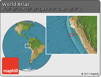 Satellite Location Map of the Area around 8° 12' 42" S, 80° 40' 30" W
