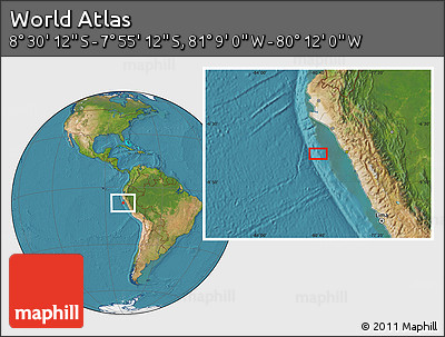 Satellite Location Map of the Area around 8° 12' 42" S, 80° 40' 30" W