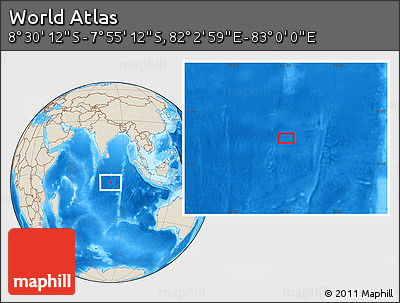 Shaded Relief Location Map of the Area around 8° 12' 42" S, 82° 31' 30" E
