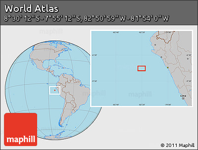 Gray Location Map of the Area around 8° 12' 42" S, 82° 22' 30" W
