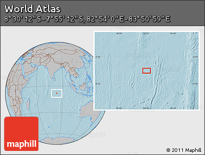 Gray Location Map of the Area around 8° 12' 42" S, 83° 22' 30" E, hill shading