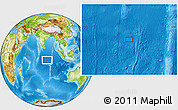 Physical Location Map of the area around 8° 12' 42" S, 83° 22' 30" E