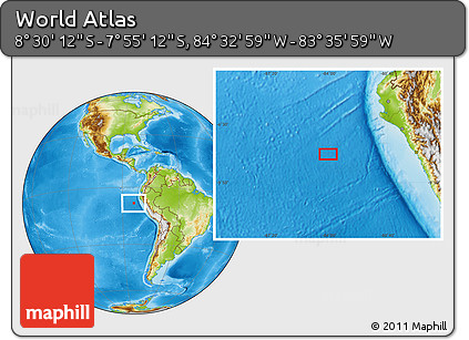 Physical Location Map of the Area around 8° 12' 42" S, 84° 4' 29" W