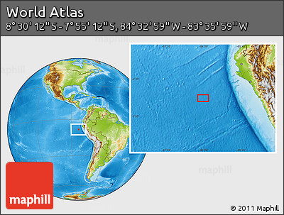 Physical Location Map of the Area around 8° 12' 42" S, 84° 4' 29" W