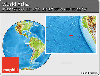 Physical Location Map of the Area around 8° 12' 42" S, 84° 4' 29" W