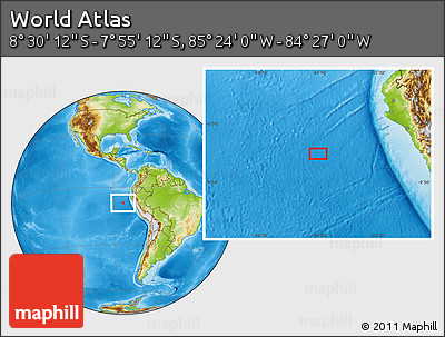 Physical Location Map of the Area around 8° 12' 42" S, 84° 55' 30" W