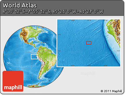 Physical Location Map of the Area around 8° 12' 42" S, 84° 55' 30" W