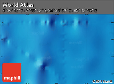 Shaded Relief Map of the Area around 8° 12' 42" S, 85° 4' 29" E