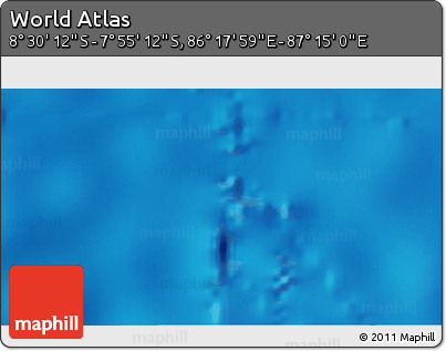 Shaded Relief 3D Map of the Area around 8° 12' 42" S, 86° 46' 30" E